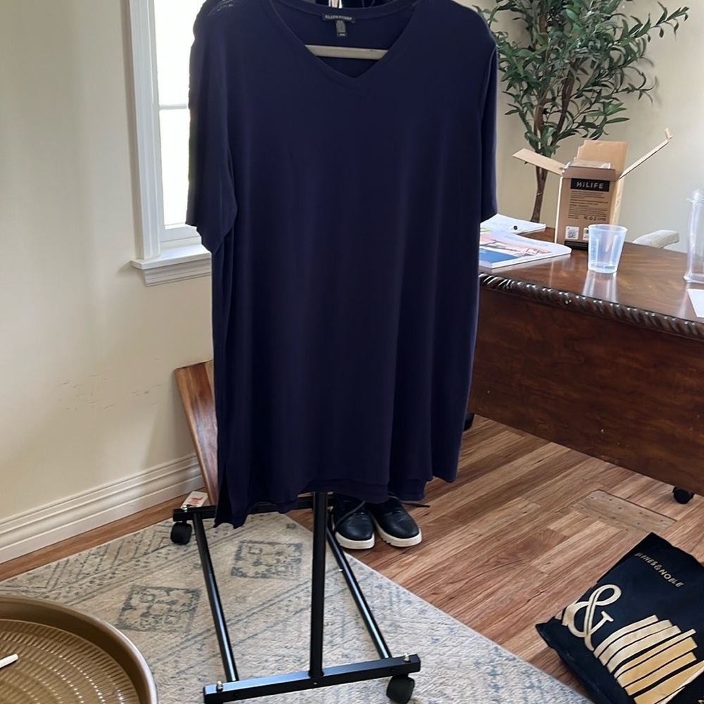 Eileen Fisher Deep Blue V-Neck Top